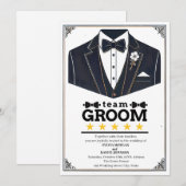 Invitation Élégant Texte Noir et Blanc Équipe Marié (Devant / Derrière)