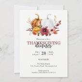 Invitation Élégant Thanksgiving Dîner citrouille (Devant)