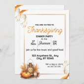 Invitation Elegant Thanksgiving Dinner  (Devant / Derrière)