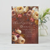 Invitation Elégant Thanksgiving Floral Automne (Debout devant)