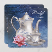 Invitation Elégant thé bleu nuptial (Devant / Derrière)
