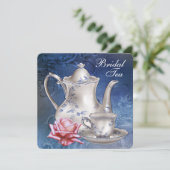 Invitation Elégant thé bleu nuptial (Debout devant)