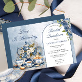 Invitation Elégant thé floral bleu set déjeuner nuptial thé