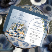 Invitation Elégant thé floral bleu set déjeuner nuptial thé