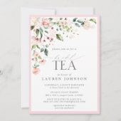 Invitation Elégant Thé nuptial Aquarelle Floral Rose Douche (Devant)