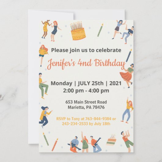 Invitation Elégant thème Enfants Anniversaire (Devant)