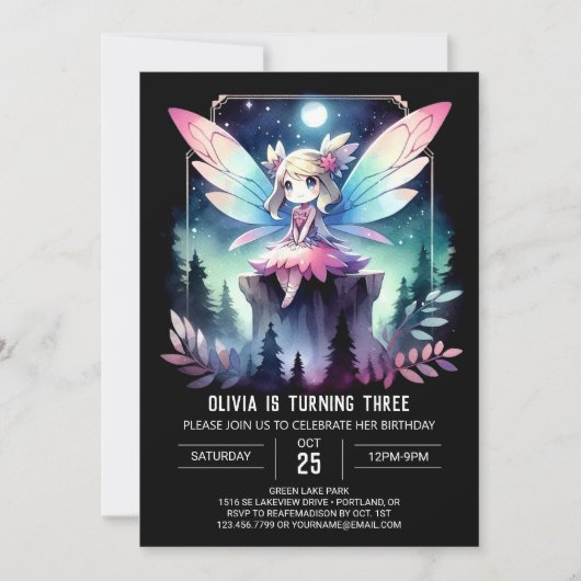 Invitation Elégant thème Fairy Anniversaire (Devant)