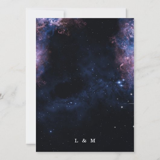 Invitation Elégant thème spatial Astronomie Lune Mariage (Dos)