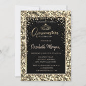 Invitation Elégant Tiara Or Moderne, Séquins Quinceanera (Devant)