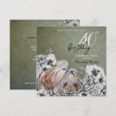 Invitation Elégant Tiger Botanique Floral Surprise Anniversai (Devant / Derrière)