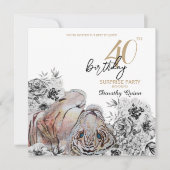 Invitation Elégant Tiger Botanique Floral Surprise Anniversai (Devant)