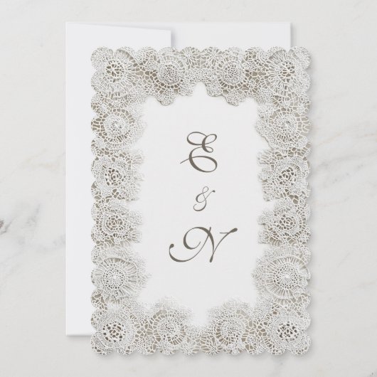 Invitation Elegant Timeless Lace Frame Script Formal Wedding (Dos)