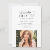 Invitation Elegant Timeless Typography 4 Photo Graduation (Dos)