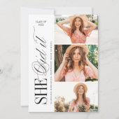 Invitation Elegant Timeless Typography 4 Photo Graduation (Devant)