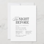 Invitation Elegant Timeless Typography The Night Before (Devant)