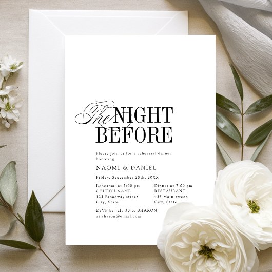 Invitation Elegant Timeless Typography The Night Before