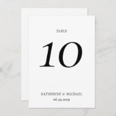 Invitation Elegant Timeless White Large Wedding Table Number (Devant / Derrière)