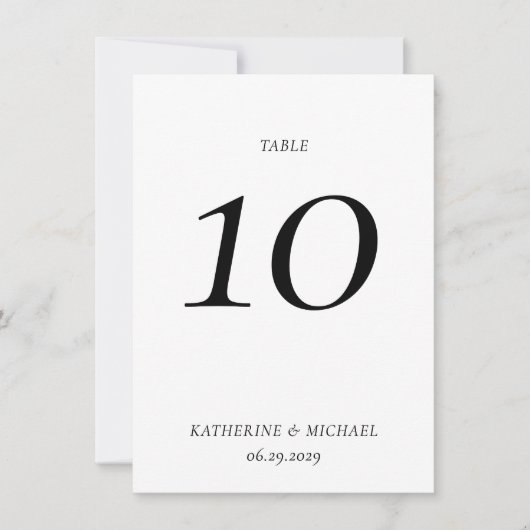 Invitation Elegant Timeless White Large Wedding Table Number (Devant)