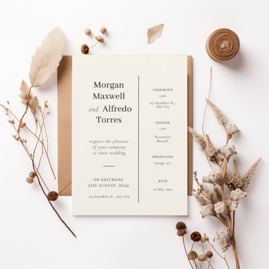 Invitation Elegant Timeline Ceremony & Reception Details