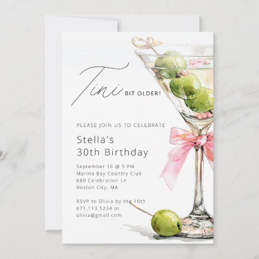 Invitation Elegant Tini Bit Older Birthday Party (Devant)