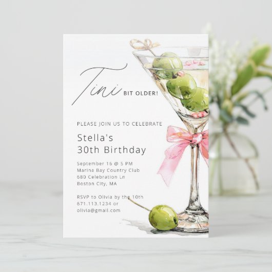 Invitation Elegant Tini Bit Older Birthday Party (Debout devant)
