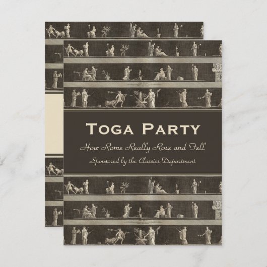 Invitation Elégant Toga Party Belle Motif Classique (Devant / Derrière)