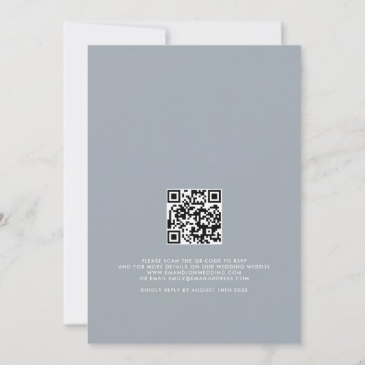 Invitation Elégant Toile Bleue De Jouy Bordure Code QR Mariag (Dos)