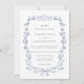 Invitation Elégant Toile Chinoiserie Blue Floral Mariage (Devant)