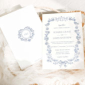 Invitation Elégant Toile Chinoiserie Blue Floral Mariage