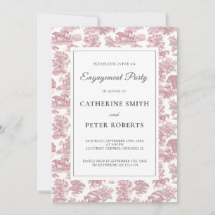 Invitation Élégant Toile de Cheval Rose Chic Vintage 