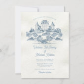 Invitation Elégant Toile de France Mariage de château Floral (Devant)