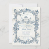 Invitation Elégant Toile de France Mariage de château Floral (Devant)