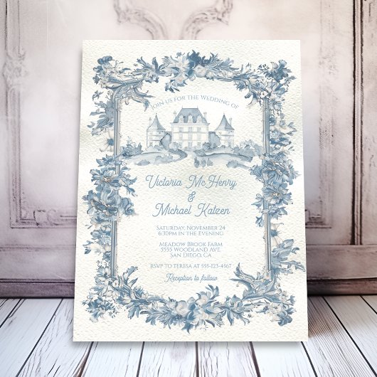 Invitation Elégant Toile de France Mariage de château Floral