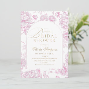 Invitation Élégant Toile De Jouy Fleur De Pivoine Française F
