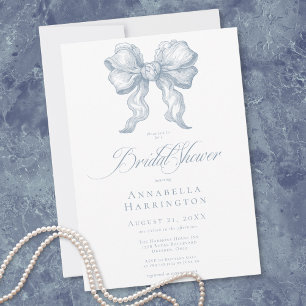 Invitation Elégant Toile de Jouy Nœud Papillon Mariage França
