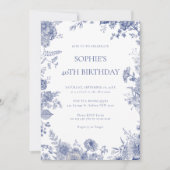 Invitation Elégant Toile Français Bleu toile 40e anniversaire (Devant)