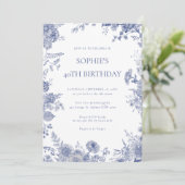 Invitation Elégant Toile Français Bleu toile 40e anniversaire (Debout devant)