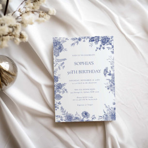 Invitation Elégant Toile Français Bleu toile 50e anniversaire