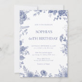 Invitation Elégant Toile Français Bleu toile 60e anniversaire (Devant)