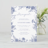 Invitation Elégant Toile Français Bleu toile c'est une fille (Debout devant)