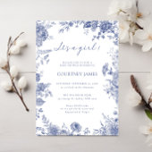 Invitation Elégant Toile Français Bleu toile c'est une fille