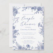 Invitation Elégant Toile Français Blue toile couple douche (Devant)
