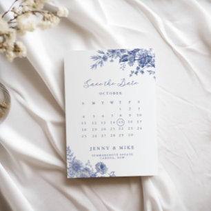 Invitation Elégant Toile Français Jardin Bleu Floral