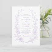Invitation Élégant Toile Français Lavender Floral Mariage (Debout devant)