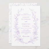 Invitation Élégant Toile Français Lavender Floral Mariage (Devant / Derrière)