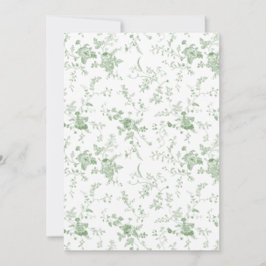 Invitation Élégant Toile Français Sage Vert Floral Mariage (Dos)
