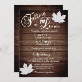 Invitation Élégant TOMBER dans AMOUREUX Mariage campagnard ru (Devant / Derrière)