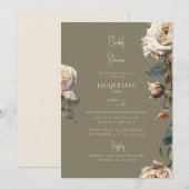 Invitation Elégant Tons Chauds Blanc Séché Rose Fête des mari (Devant / Derrière)