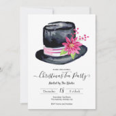 Invitation Élégant Top Hat et Poinsettia Christmas Tea Party (Devant)