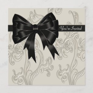 Invitation Élégant Tourbillon de Crème Noir et Blanc pour Soi
